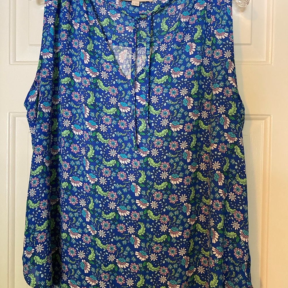LOFT Floral Blue Sleeveless Top